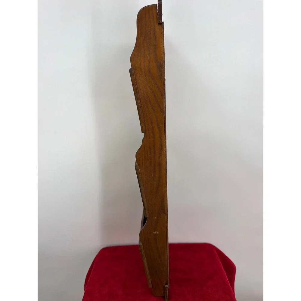 Vintage Wood Wall Letter Bill Organizer Key Holder Brass Eagle Americana MCM